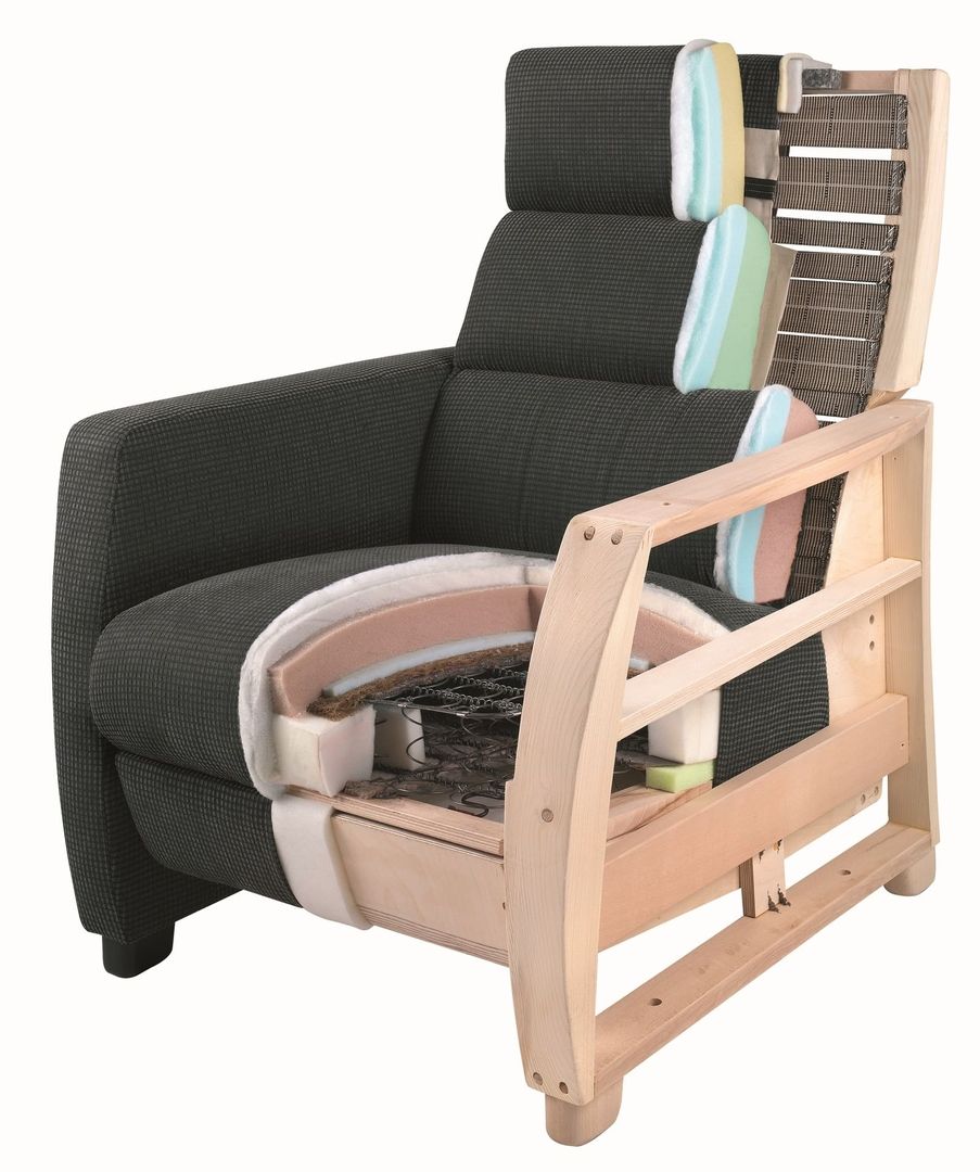 Sessel mit dualer Ansicht bei der eine Seite das Innenleben zeigt